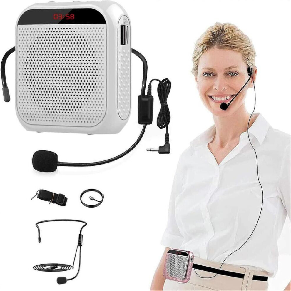 Voice Amplifier With Wired Microphone Headset, Portable Rechargeable Pa System Speaker Personal Microphone Speech Amplifier, Loudspeaker 9022594239391