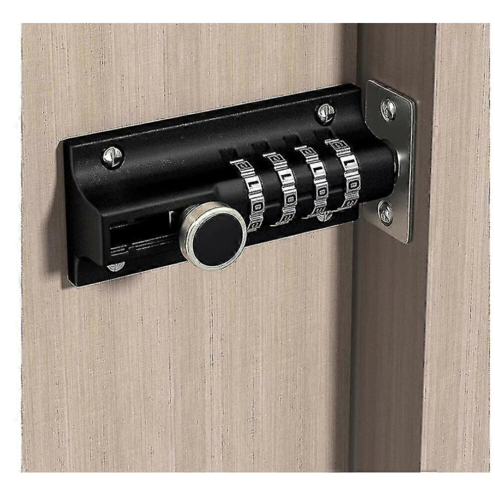 Combination Lock Latch 4 Digit Combination Lock Mechanical Code Door Lock Keyless Slide Lockblack 9022594239490