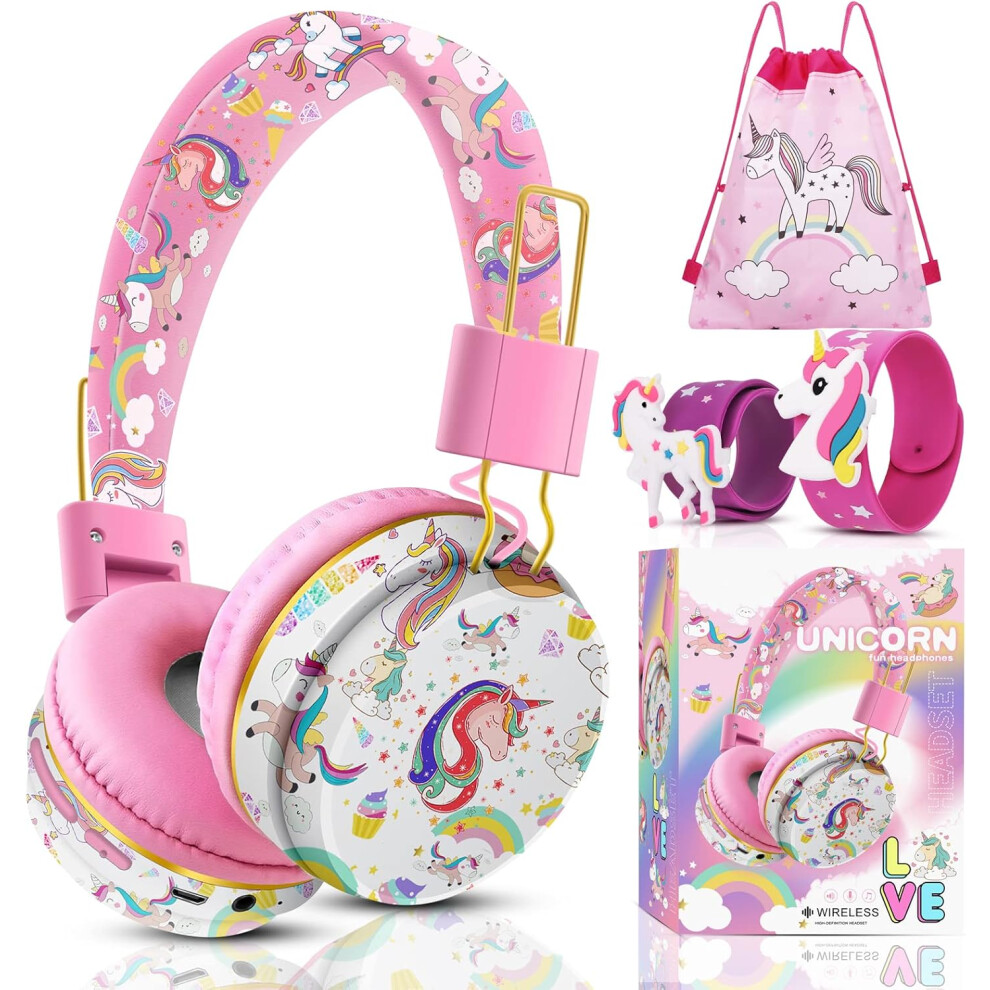 (Pink) Headphones For Girls Kids For School, Kids Bluetooth Headphones With Microphone & 3.5Mm Jack, Teens Toddlers Wireless Headphones With Adju 9022594240366