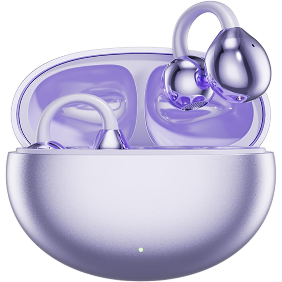 (Purple)Clip On Earbuds Open Ear Wireless Bluetooth 5.4 Headphones,50H Play, Sports Over Ear Buds, Comfortable For Small Ears & Glasses Wearers, 9022594240823