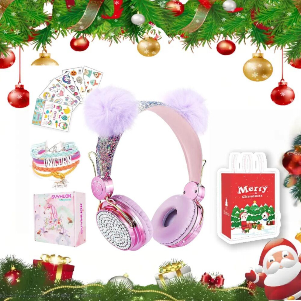 (Ballpurple)Christmas Gifts Bonus Box Kids Bluetooth Headphones For Girls, Wireless Headphones With Microphone For Teens, Safe Volume Limited 85 9022594241103