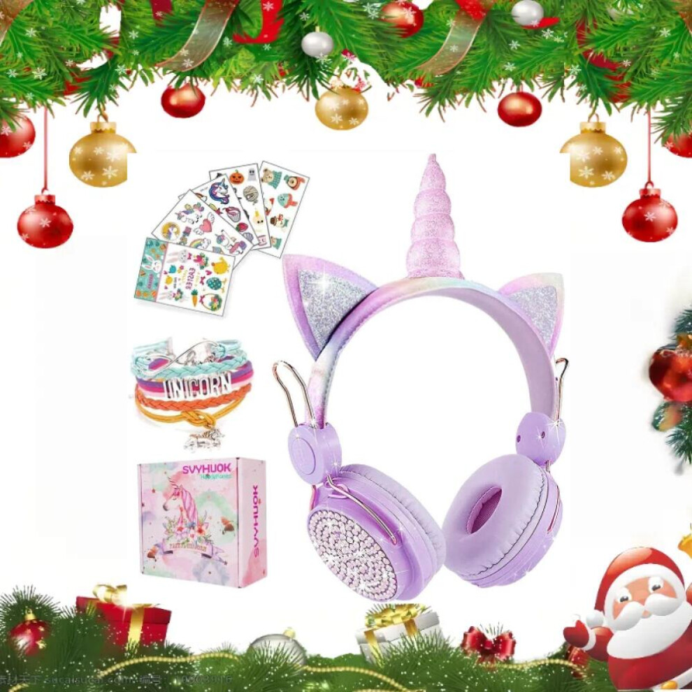 (Purple)Christmas Gifts Bonus Box Kids Bluetooth Headphones For Girls, Wireless Headphones With Microphone For Teens, Safe Volume Limited 85Db P 9022594241158