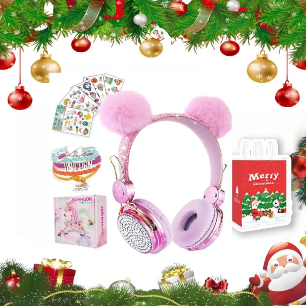 (Ballrosepink)Christmas Gifts Bonus Box Kids Bluetooth Headphones For Girls, Wireless Headphones With Microphone For Teens, Safe Volume Limited 9022594241110