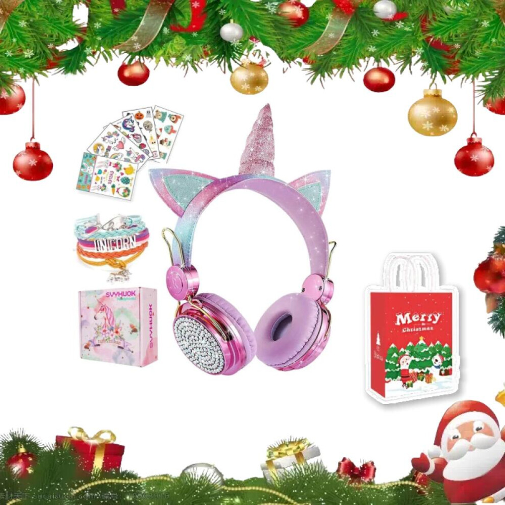 (Rosepink)Christmas Gifts Bonus Box Kids Bluetooth Headphones For Girls, Wireless Headphones With Microphone For Teens, Safe Volume Limited 85Db 9022594241165