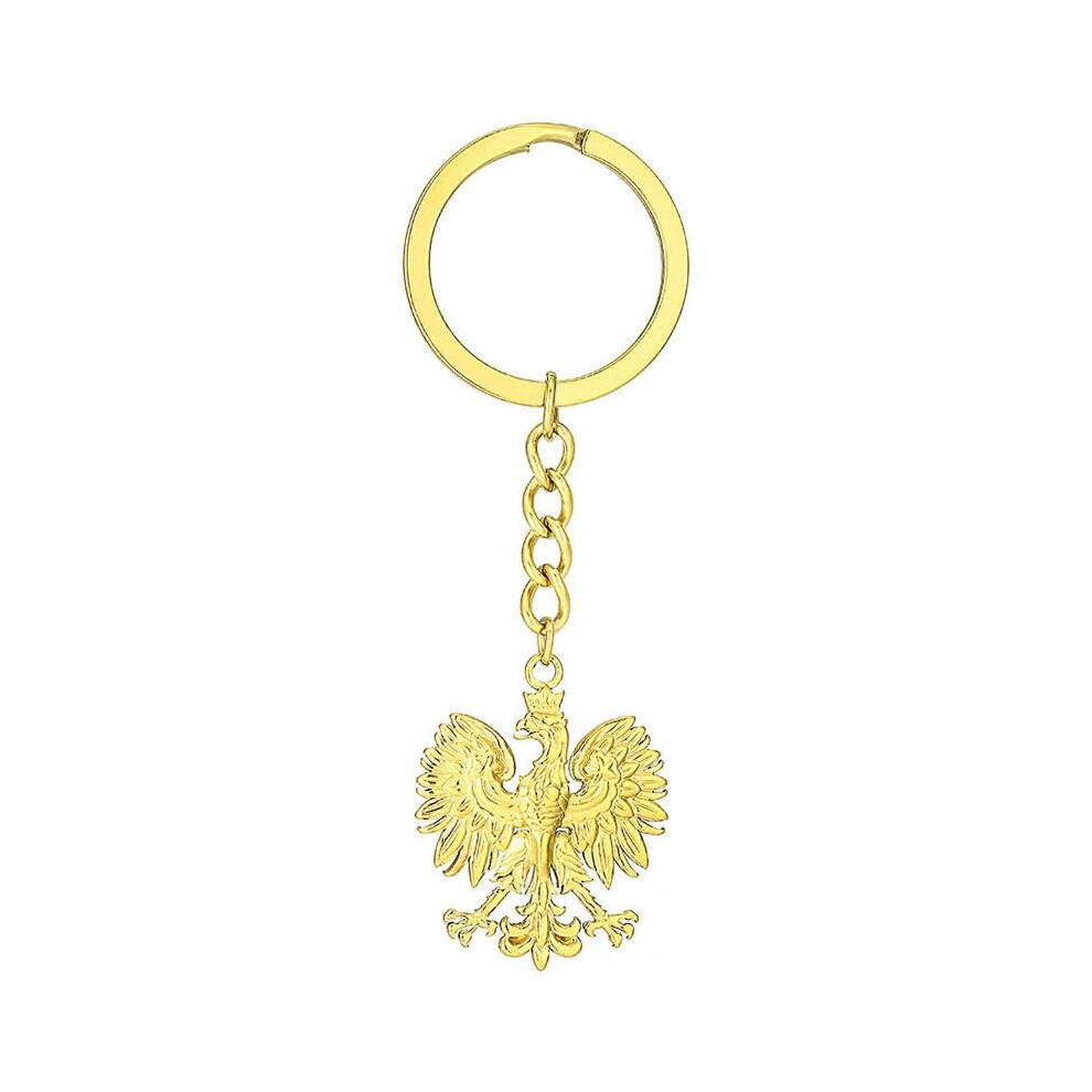 (Gold)Vintage Poland Eagle Pendant Keychain For Men Women Gold Silver Metal Animal Backpack Keyring Ethnic Key Chain Rings Gold 9022594242933