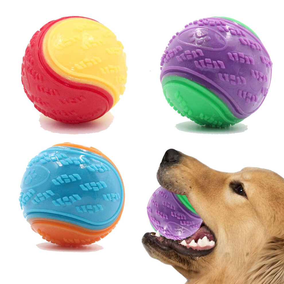 3Pcs Squeaky Dog Ball, Dog Toys Teeth Cleaning Puppy Chew Toys Pet Training Ball Dog Interactive Dog Ball 9022594243329