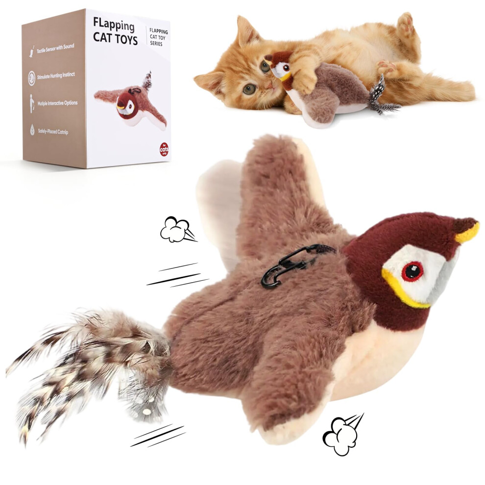 (A1)Flapping Bird Cat Toy, Interactive Cat Toys, Rechargeable Automatic Flapping Wings Chirping Bird Chase Cat Toy For Indoor Cats 9022594244500