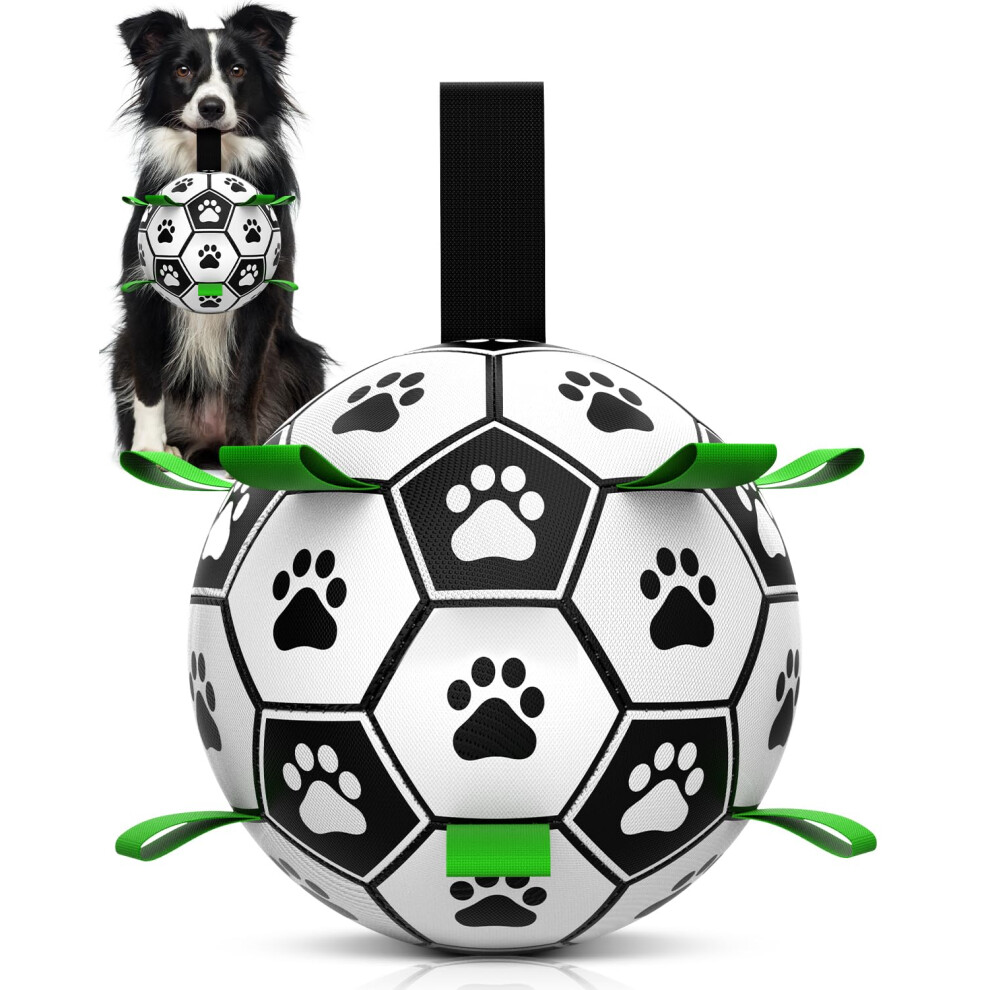 (Green)Interactive Dog Football Toys With Grab Tabs, Durable Dog Water Balls For Small Medium Breed, Indoor & Outdoor (6 Inch) 9022594244555