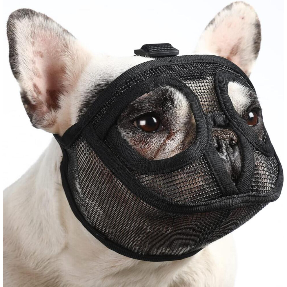 Breathable Mesh Muzzle For Bulldog - Adjustable Short Snout Design 9022594245187