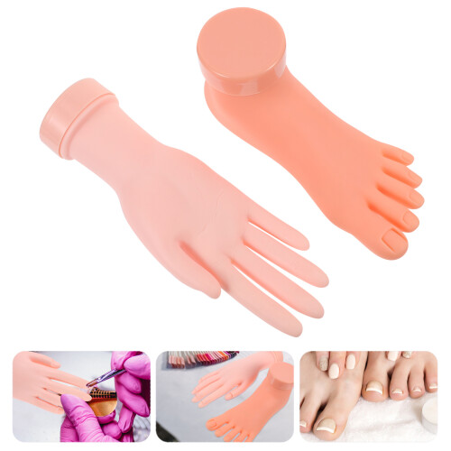 2 Stuks Manicure Oefen Linkerhand Linkervoet Kunstnagel Training Model 1