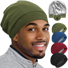 (Oliv) Seidenhaube zum Schlafen, Satinhaube, Haarhauben, Schwarz, Damen, Seide, Schlaf