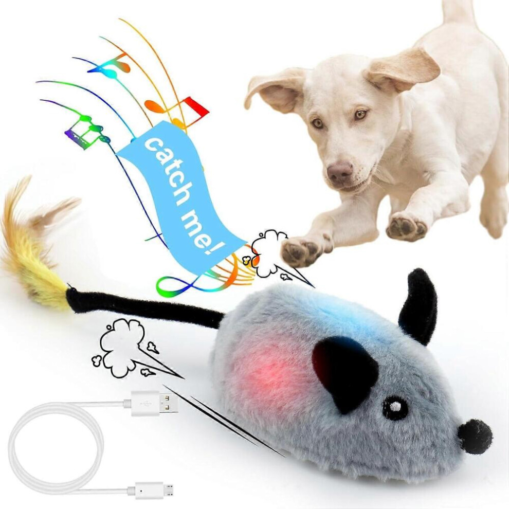 Interactive Dog Toys Mouse, Escaping Mice Squeaky Dog Toys With Lights & Auto-Turn, Rechargeable Moving Dog Toys For Small/Medium/Large Dogs 9022594247785