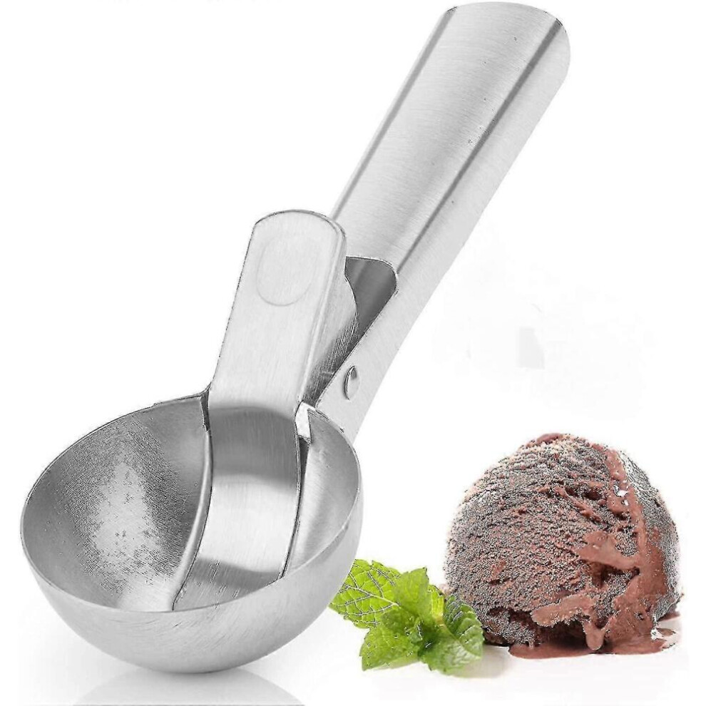 (Big)Heavy Duty Stainless Steel Ice Cream Scoop With Trigger, Anti-Freeze Handle & Dishwasher Safe - 9022594248003