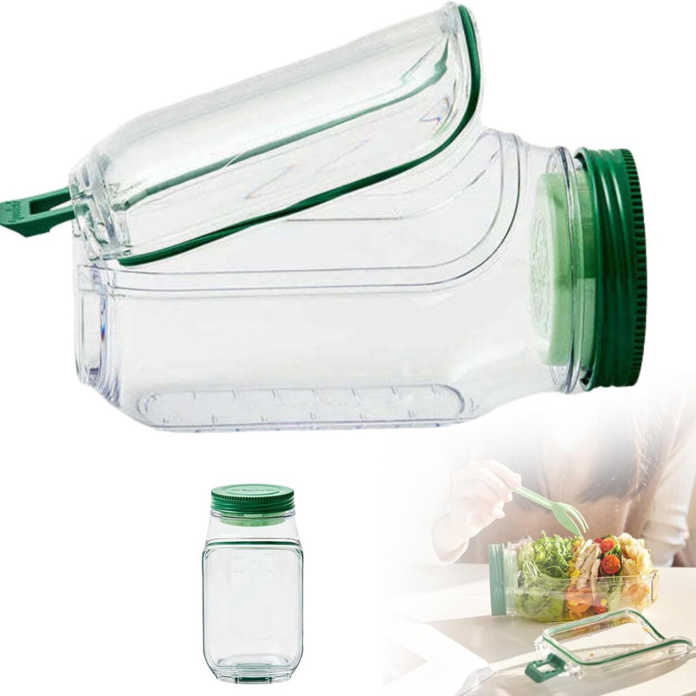 Salad Pod With Sauce Dressing Container, Vertical Layering Salad Pod With Built-In Bowl, Portable Leakproof All-In-One Salad Lunch Box 9022594248690
