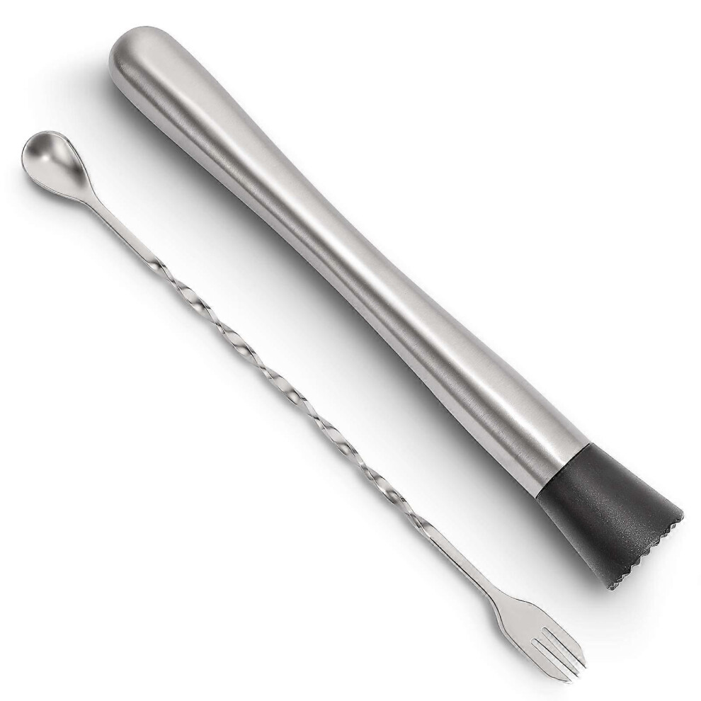 8 Inch Stainless Steel Cocktail Muddler And Mixing Spoon Home Bar Tool Set 9022594248867