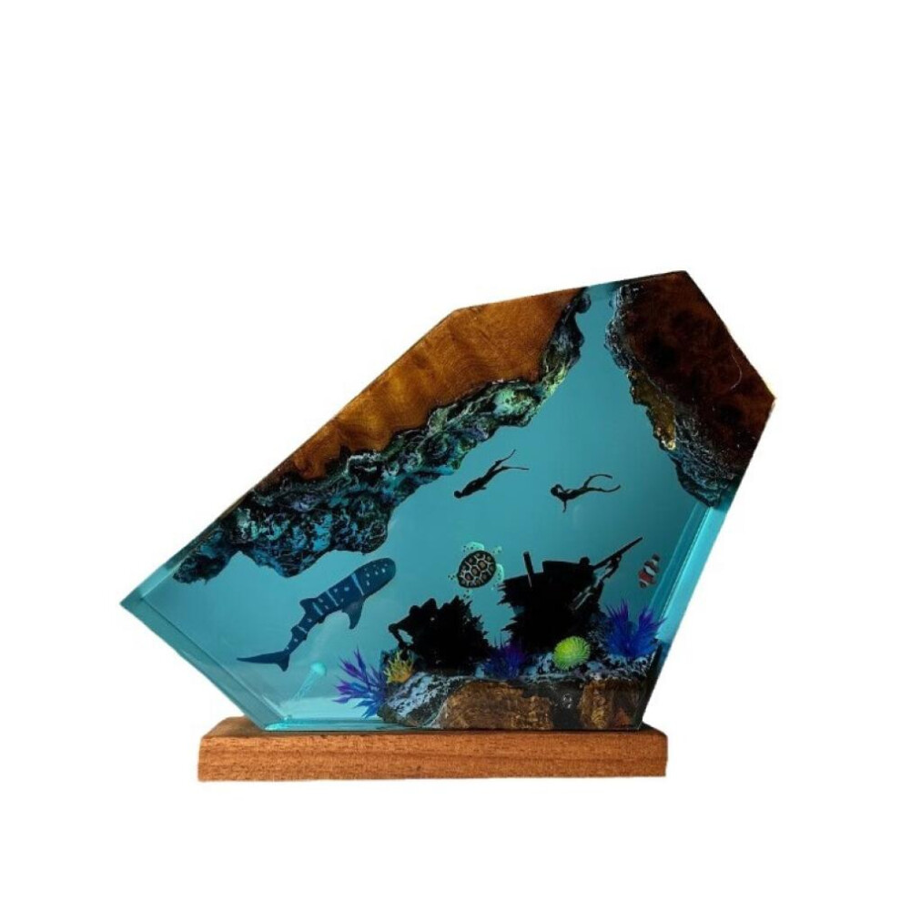 Undersea Resin Lamp Whale Turtle Human Diving Night Light Home Gift Office, Desk Bedroom Decoration Night Light The Best Gift Of 2025 9022594249901