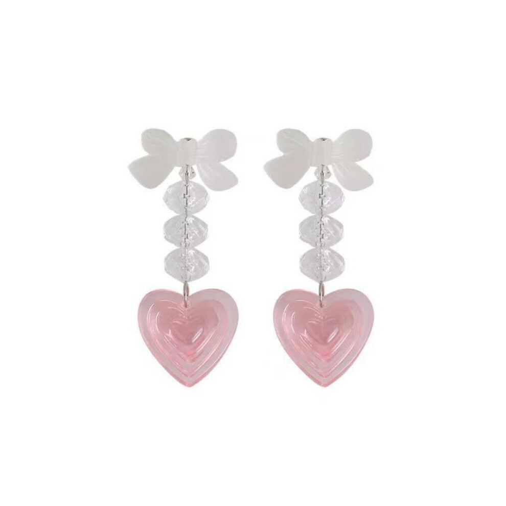 Bowknot Heart Crystal Earring Temperament Love Dangle Earrings Fashion Jewelry The Best Gift For Girls 9022594251546