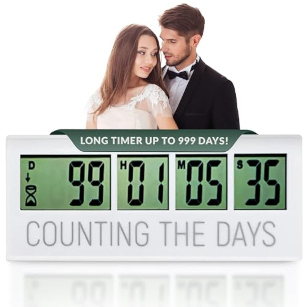 Counting The Days Countdown Clock - Up To 999 Days Lcd Digital Timer - Easy To Set & Read Reusable Count Down Timer For Retirement, Wedding, Chri 9022594249093