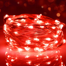 (Red)Valentines Decorations Fairy Lights, 9.8ft/3m 30LEDs Fairy Lights Battery Silver Copper Wire DIY Christmas Halloween Decoration compatible