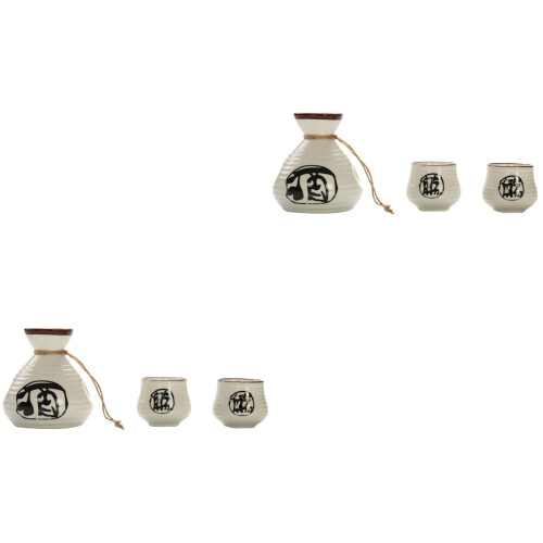 2 Pcs Conjunto De Servir Saquê Cerâmica Com Caligrafia 2