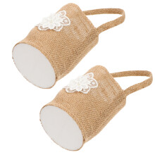 2 Stuks Bruiloft Linen Opbergmandjes Draagbare Bloemenmandjes