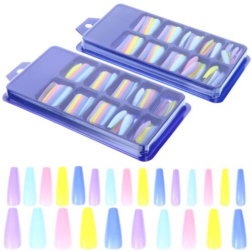 2 De Unhas Postiças Longas Coloridas Profissionais E Duráveis 2