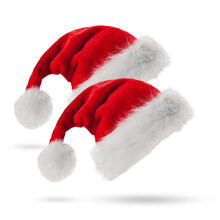 Čiapka pre dospelých Santa Claus, 2 ks vianočných čiapok kompatibilných s dospelými unisex klasický zamat kompatibilný s extra vianoč