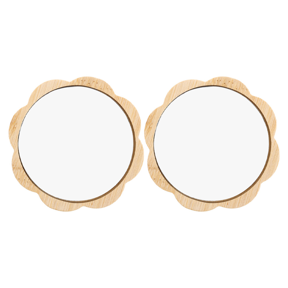 Totority 8 Pcs Small Wooden Makeup Mirror Portable Travel Handheld For Women