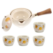 1Set White Ceramic Kung Fu Tea Set with Bamboo and Wood for Tea Lovers