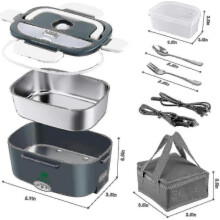 Electric Lunch Box 3 In 1 for Car/truck And Office, Portable Heater 12v 24v Stainless Steel Food Heater