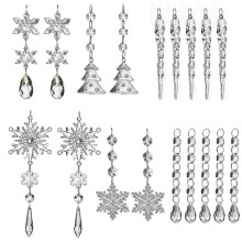 (transparent) 18pcs Bright Crystal Ornaments Set Adding Elegance To Christmas Tree