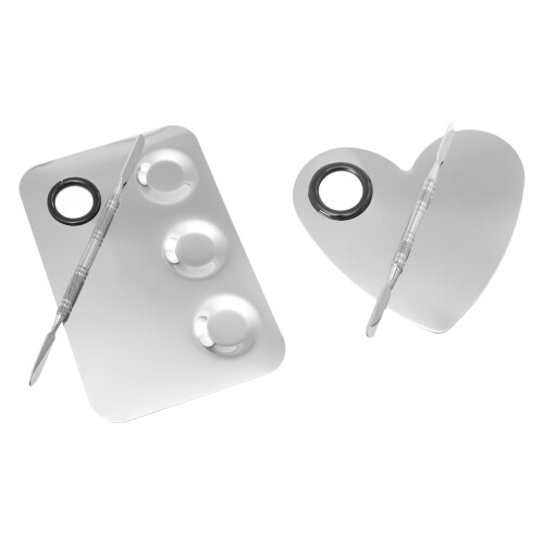 2 Set Palette Con Spatole In Acciaio Per Nail Art