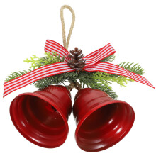 Red Metal Xmas Bell Pendants Lightweight Christmas Tree Decor