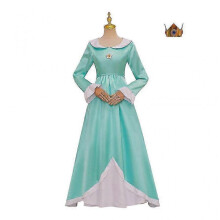 (S) Princess Rosalina Cosplay Costume - Women's Elegant Sky Blue Dress with Crown