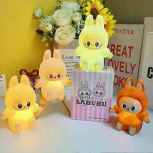 4pcs labubu cartoon night light cute children toy gift diy resin car labubu model soft glow bedside companion for sleep