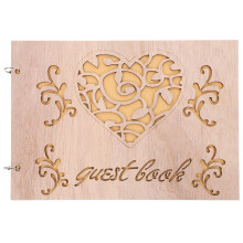 Wooden Wedding Guest Book Rustic Beige Album For Reception Anniversary