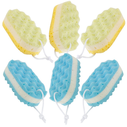 6Pcs Assorted Color Bath Sponges Soft Sponge Body Scrubber for Shower