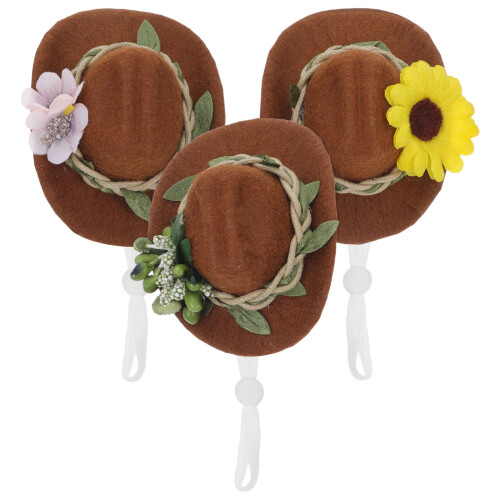3Pcs Mini Chapéu De Cowboy Para Garrafa, Enfeites Ocidentais