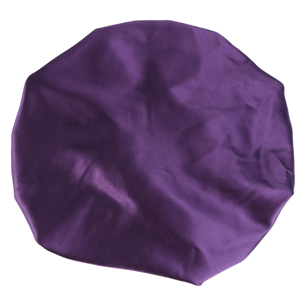 Artibetter 1Pc Adjustable Purple Satin Shower Cap Elastic Women Bath Supplies