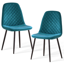 (Velvet Dark Teal) 2PCS Dining Chairs Padded Seat