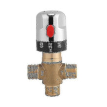 Brass Thermostatic Mixing Valve 15 Mm Sensitive Temperature Pipe Basin Thermostatic Mixing Valve for Bathroom Washroom Kitchen Wash 1/2"