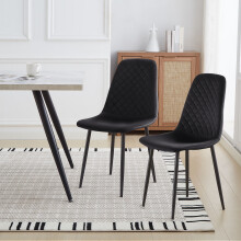 (Velvet Black) 2PCS Dining Chairs Padded Seat Home