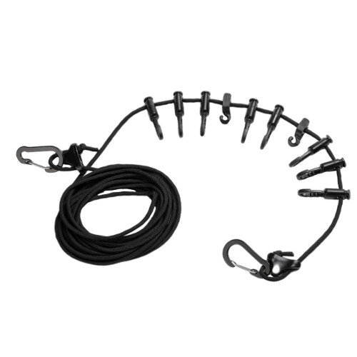 1Set Portable Black Windproof Clothesline Adjustable Rope for Camping