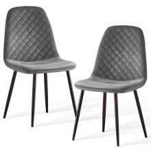 (Velvet Grey) 2PCS Dining Chairs Padded Kitchen