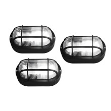 Set mit 3 Bullseye-Lampen (Schwarz, E27, Industrie-Look, wasserdicht)