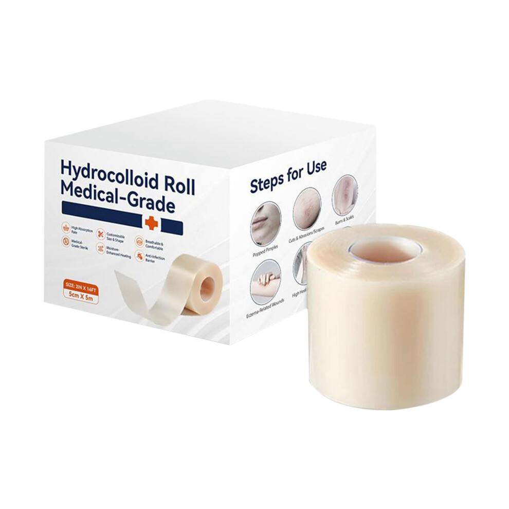 Hydrocolloid Roll 5cm By 5m Self-Adhesive Patch Bandage Cuttable Invisible Dressing Waterproof Wound Care For Pimples