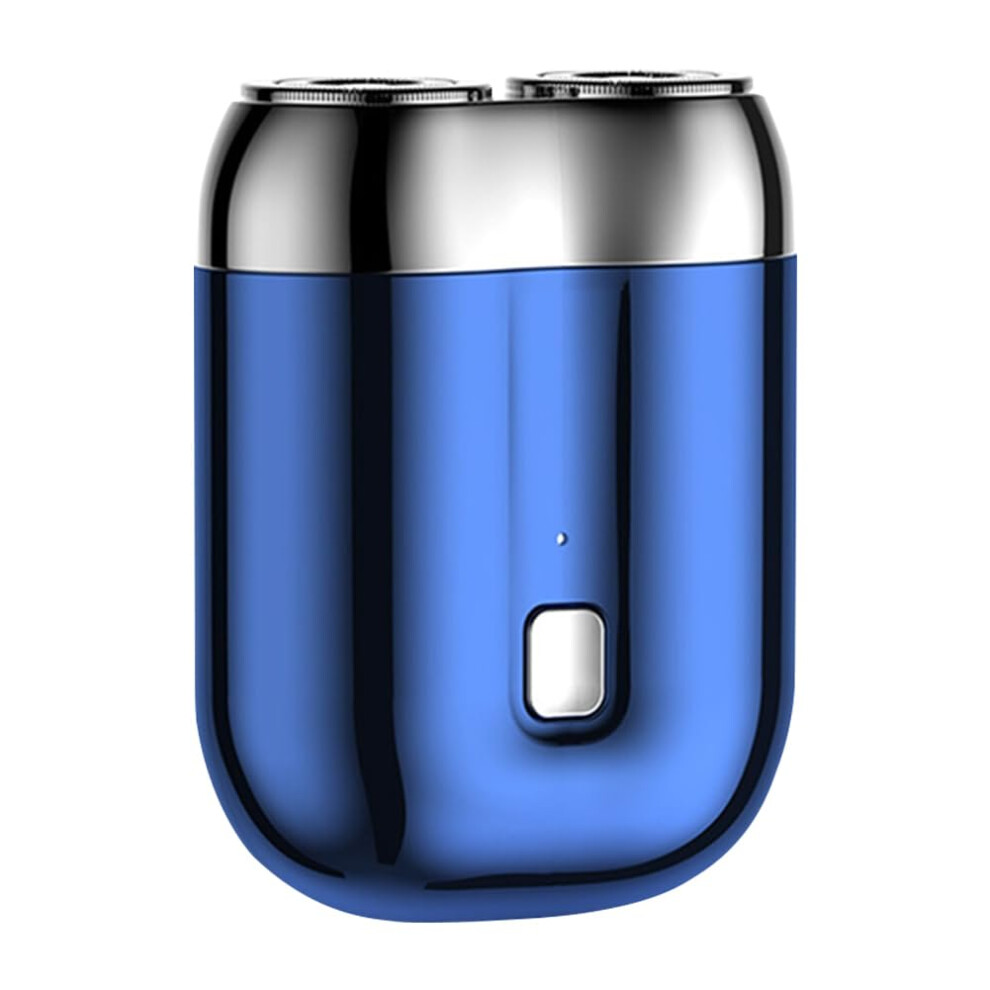 Rechargeable Mini Dual-Head Electric Shaver For Men, Portable, Washable Razor, Travel-Friendly, Compact Blue