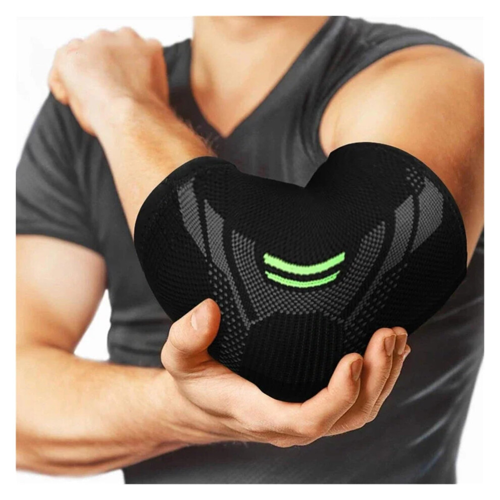 Elbow Support Sleeve 1 Pair Elastic Arm Protector For Basketball Volleyball Tennis Gym Sport XL Black