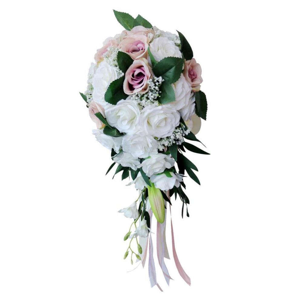 (White Lotus) Exquisite Wedding Hand Bouquet Stunning Bridal Holding Flowers Bride-image-OPC-PM8GRFZ-NEW
