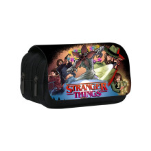 (Style 7) Double Stranger Things Layer Pen Bag With Spacious Design Pouch School Pencil
